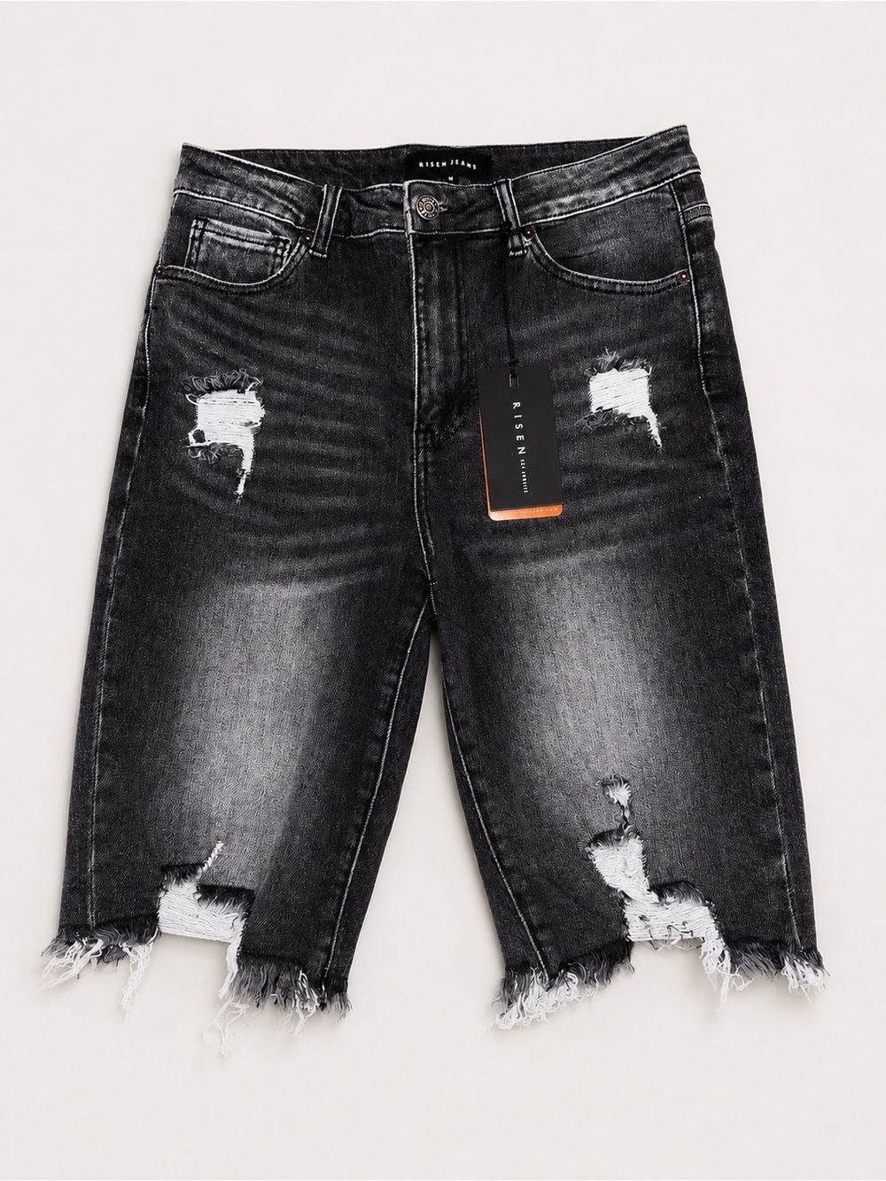 🖤 New With Tags Risen High Rise Distressed Bermuda Shorts - Picture 2 of 8